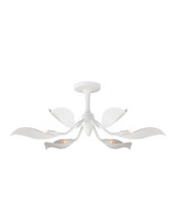 Currey and Company - 9000-1226 - Six Light Semi-Flush Mount - Snowflower - Gesso White