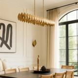 Varaluz - 560N06BK - Six Light Pendant - Petal Reign - Brass Kisser