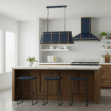 Varaluz - 536N04FBBRZ - Four Light Linear Pendant - Brasserie - French Blue/Heritage Bronze