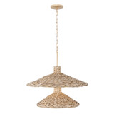 Varaluz - 502P09FGN - Nine Light Pendant - Hilton Head - French Gold/Natural Seagrass