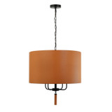 Varaluz - 368P04BLC - Four Light Pendant - Secret Agent - Black/Camel Leather