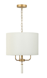 Varaluz - 368P03GOW - Three Light Pendant - Secret Agent - Painted Gold/White Leather
