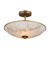 Currey and Company - 9000-1477 - Two Light Semi-Flush Mount - Volterra - Natural / Antique Brass