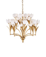 Currey and Company - 9000-1475 - LED Chandelier - Glazen - Polished Antique Brass / White