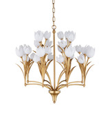 Currey and Company - 9000-1475 - LED Chandelier - Glazen - Polished Antique Brass / White