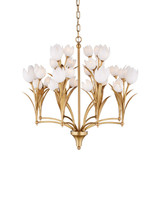 Currey and Company - 9000-1475 - LED Chandelier - Glazen - Polished Antique Brass / White