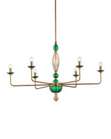 Currey and Company - 9000-1453 - Six Light Chandelier - Grasmere - Green / Aged Gold / Gold Luster