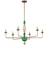 Currey and Company - 9000-1453 - Six Light Chandelier - Grasmere - Green / Aged Gold / Gold Luster