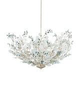 Currey and Company - 9000-1426 - Six Light Chandelier - Winterberry - Frosted / Blue / Contemporary Silver Leaf