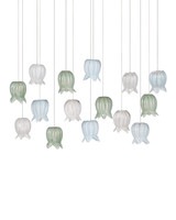Currey and Company - 9000-1422 - 15 Light Pendant - Polpo - Blue/Green/White/Silver