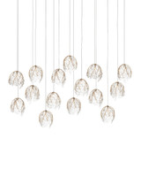Currey and Company - 9000-1391 - 15 Light Pendant - Banyan - Antique Brass/Clear/Silver