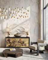 Currey and Company - 9000-1384 - 30 Light Pendant - Cannula - Vintage Brass/White/Silver