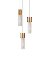 Currey and Company - 9000-1380 - Three Light Pendant - Cannula - Vintage Brass/White/Silver