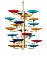 Currey and Company - 9000-1375 - 21 Light Chandelier - Veneto - Blue/Yellow/Red/Polished Brass