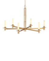 Currey and Company - 9000-1369 - Six Light Chandelier - Marcelo - Natural/Antique Brass/White