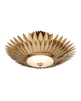 Currey and Company - 9000-1360 - LED Semi-Flush Mount - Plumage - Antique Brass/White