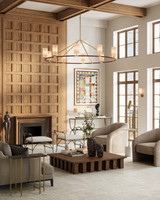 Currey and Company - 9000-1350 - Ten Light Chandelier - Ellerston - Saddle Brown/Brushed Brass