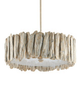 Currey and Company - 9000-1342 - Three Light Semi-Flush Mount - Driftwood - Whitewash/White