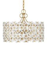 Currey and Company - 9000-1332 - Four Light Pendant - Spring Flower - Frosted/Brass