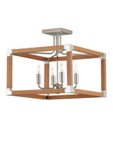 Currey and Company - 9000-1284 - Four Light Semi-Flush Mount - Boyd - Natural/Polished Nickel
