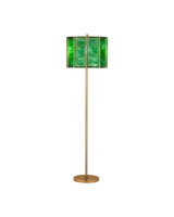 Currey and Company - 8000-0190 - Two Light Floor Lamp - Daze - Green / Antique Brass