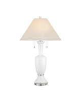 Currey and Company - 6000-1066 - Two Light Table Lamp - Classico - White/Clear/Polished Nickel