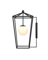 Currey and Company - 5500-0061 - One Light Wall Sconce - Denison - Midnight / Frosted White