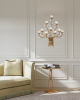 Currey and Company - 5000-0299 - Ten Light Wall Sconce - Star Magnolia - Antique Brass/White/Clear