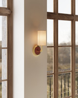 Currey and Company - 5000-0298 - One Light Wall Sconce - Ellerston - Saddle Brown/Brushed Brass