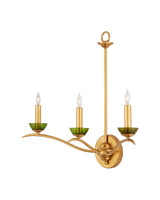 Currey and Company - 5000-0288 - Three Light Wall Sconce - Flannery - Contemporary Gold Leaf/Green