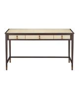 Currey and Company - 3000-0344 - Writing Desk - Evie - Ivory / Dark Walnut / Brass