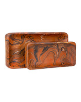 Currey and Company - 1200-1115 - Tray Set of 2 - Divine - Marbleized Orange & White