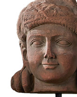 Currey and Company - 1200-1080 - Head on Stand - Mathura - Brick Red/Black