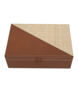 Currey and Company - 1200-1069 - Box Set of 2 - Leather & Raffia - Brown/Natural
