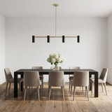 Generation Lighting - GLC2074SBE - Four Light Linear Chandelier - Zentro - Satin Brass