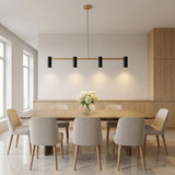Generation Lighting - GLC2074SB - Four Light Linear Chandelier - Zentro - Satin Brass