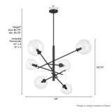 Hunter - 48171 - Six Light Chandelier - Farling - Matte Black