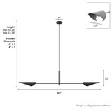 Hunter - 48142 - Two Light Linear Chandelier - Merian - Matte Black
