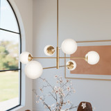 Hunter - 13207 - Six Light Chandelier - Hepburn - Alturas Gold