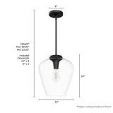 Hunter - 49011 - One Light Pendant - Vidria - Matte Black