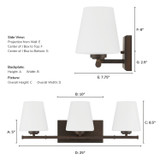 Hunter - 48116 - Three Light Bathroom Vanity - Fauna Grove - Matte Bronze