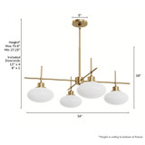 Hunter - 13190 - Four Light Chandelier - Getty - Luxe Gold
