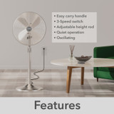 Hunter - 97317 - Stand Fan - Brushed Nickel