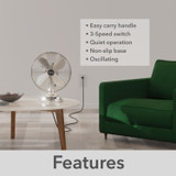 Hunter - 97315 - Portable Desk Fan - Brushed Nickel