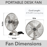 Hunter - 97315 - Portable Desk Fan - Brushed Nickel