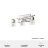 Hunter - 48029 - Three Light Bathroom Vanity - Kerrison - Brushed Nickel