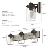 Hunter - 48021 - Three Light Bathroom Vanity - Devon Park - Onyx Bengal