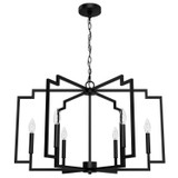 Hunter - 45242 - Six Light Chandelier - Zoanne - Matte Black