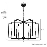 Hunter - 45242 - Six Light Chandelier - Zoanne - Matte Black