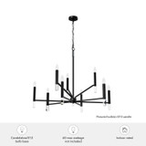 Hunter - 45232 - Nine Light Chandelier - Sunjai - Matte Black